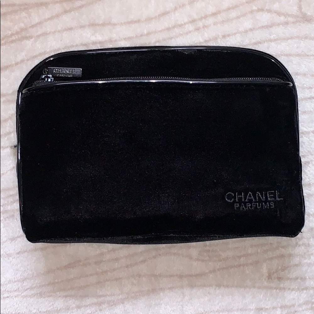 New Authentic CHANEL Black Velvet Makeup Bag